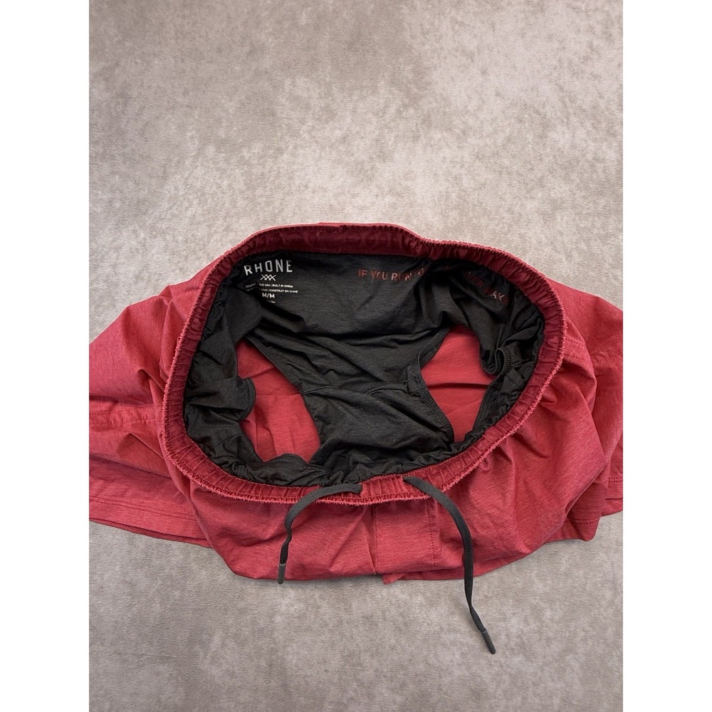 Rhone Men's Medium Lined Running Shorts Red Athletic Stretch Zip Pocket 5" Gym - Picture 6 of 12